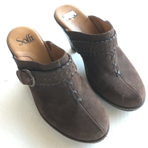Sofft Leather Clogs Mules Slip On Brown Size 7M‎ - Picture 1 of 7